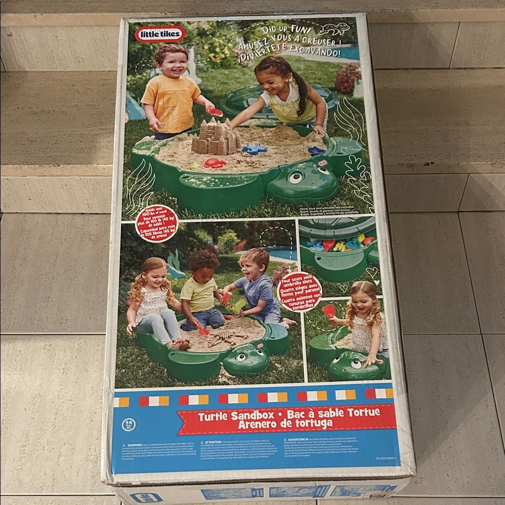 NEW 🆕 Green Turtle Little Tikes Sandbox for Kids toys includes - four seats